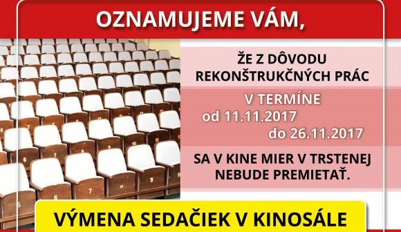 Technická odstávka kina Mier Technická odstávka kina Mier